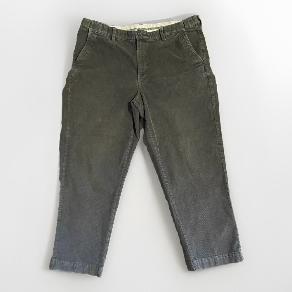 L.L. Bean Corduroy Pants Mens 40x30(29) Gray Comfort Waist Straight Leg Preppy
